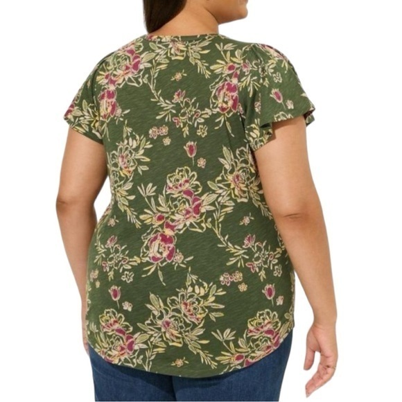 TORRID Girlfriend Heritage Slub V-Neck Flutter Sleeve Tee NWT - Picture 3 of 5